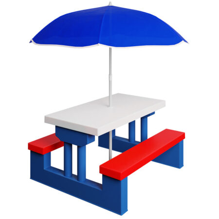 Bænkesæt til børn med parasol - havebord og parasol med UV-beskyttelse