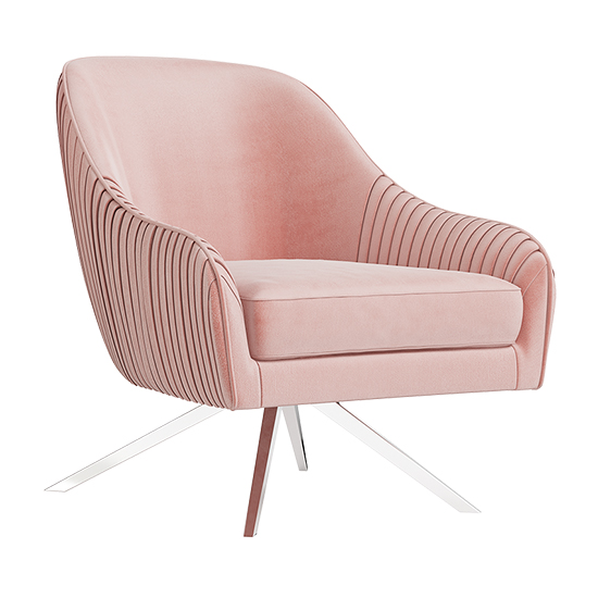 Bagshot Velvet Fabric Swivel Lounge Chair In Pink