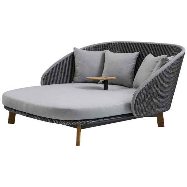 Cane-line - Peacock Daybed - Daybed - Stel: Cane-line Weave, GrÃ¥/LysegrÃ¥ - B: 219 x D: 199 x H: 96,5 x SH: 34 cm