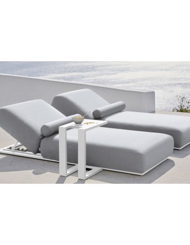 Sentosa single solseng i aluminium og sunbrella quick dry polyester 214 x 90 cm - Hvid/Lysegrå
