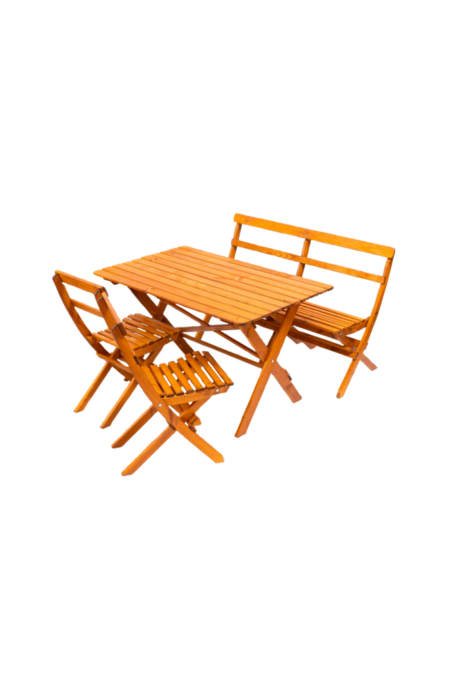 Havesæt, bord + 2 stole + sammenklappelig bænksofa, hvid Laxo