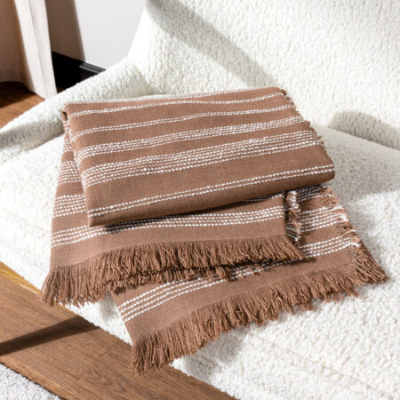 Jour Woven Fringed Throw Baked Clay