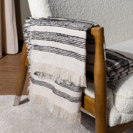 Jour Woven Fringed Throw Natural