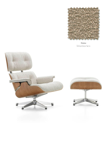 Eames Lounge Chair inkl. fodskammel, valnød/Nubia fra Vitra (Bamboo / Terra)