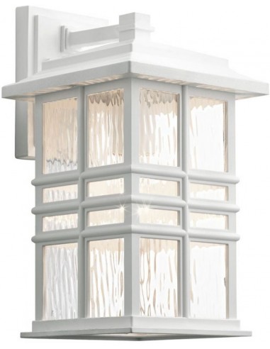 Beacon Square Udendørs væglampe i komposit og glas H35,9 cm 1 x E27 - Hvid/Klar bølget