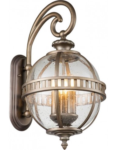 Halleron Udendørs væglampe i aluminium og glas H57,8 cm 3 x E14 - Brændt bronze/Klar med dråbeeffekt