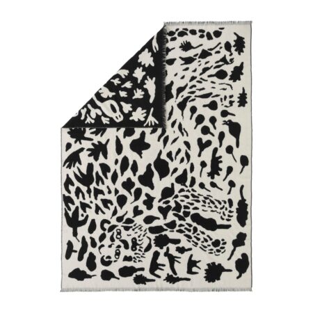Iittala Oiva Toikka Cheetah uldplaid 130x180 cm Sort/Hvid