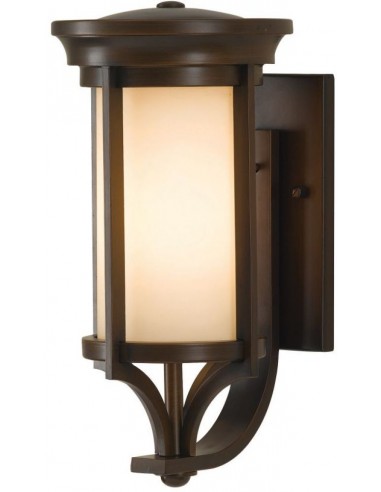 Merrill Udendørs væglampe i stål og glas H38,8 cm 1 x E27 - Antik bronze/Matteret rav