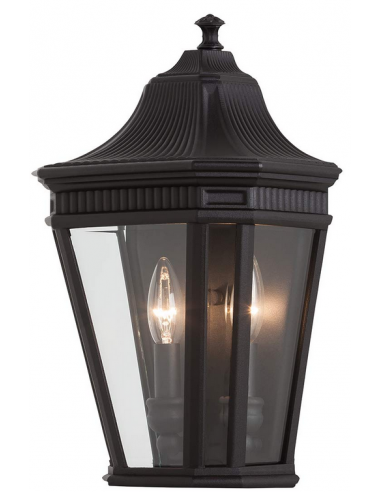 Cotswold Lane Udendørs væglampe i aluminium og glas H40,6 cm 2 x E14 - Mat sort/Klar