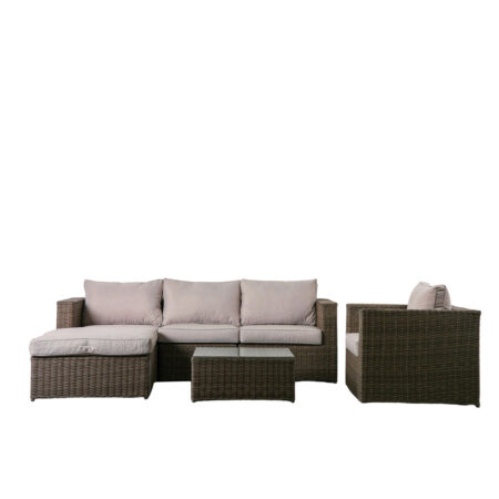 Gallery Outdoor Mileva Chaise 3 Seater Sofa and Chair Set in Natural - Discontinued