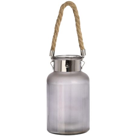 Hill Interiors LED Frosted Glass Lantern with Rope Detail