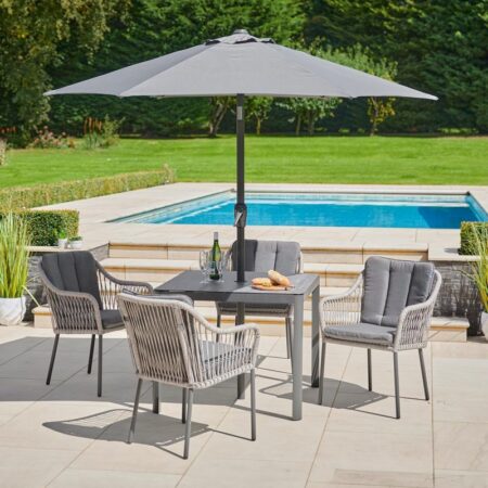 LG Outdoor Bali 4 Seat Dining Set with 2.5m Parasol