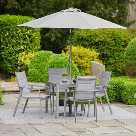LG Outdoor Capri 4 Seat Dining Set with 2.5m Parasol