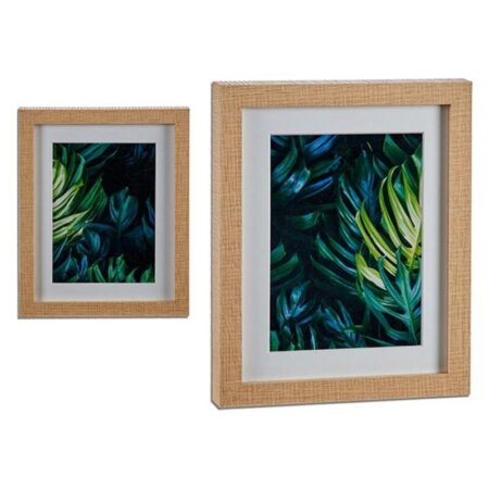 Maleri Blad af en plante Grøn Brun Glas spånplade 23 x 3 x 28 cm
