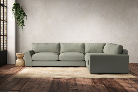 Nkuku Guddu Right Hand Corner Sofa | Make To Order | Large | Recycled Cotton Seaspray