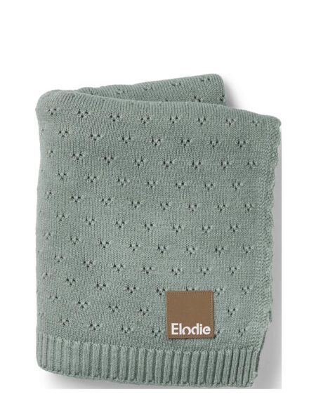Pointelle Blanket - Pebble Green Home Sleep Time Blankets & Quilts Grøn Elodie Details