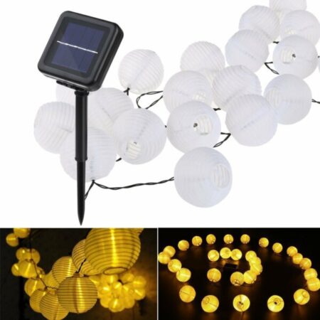 Solcelle Ris Lamp Light Loop Paper Lamp LED 3,5 m 10 Lanterner