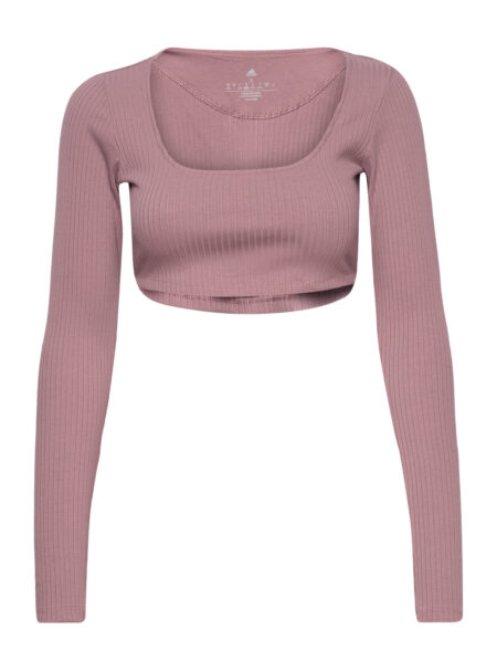 Studio Lounge Ribbed Cropped Long-Sleeve Top Crop Tops Long-sleeved Crop Tops Lyserød Adidas Sportswear