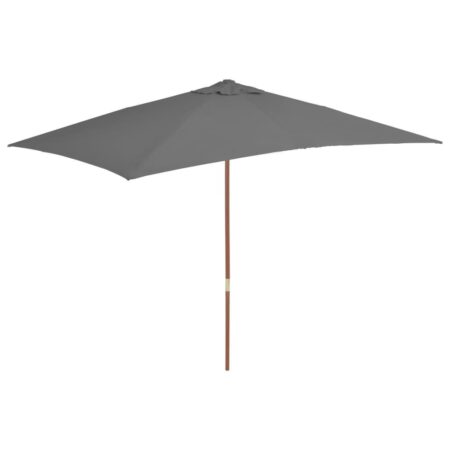Udendørs parasol med træstang 200 x 300 cm antracitgrå