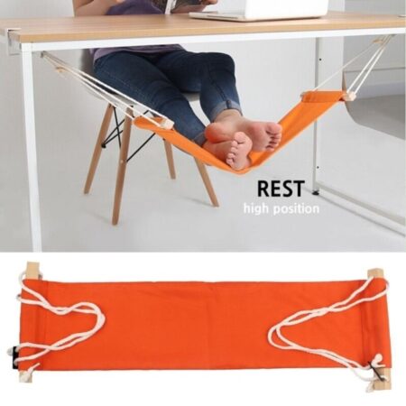 (orange) hængekøje fodstøtte, hængekøje til skrivebordsfødder, under skrivebordsskinke