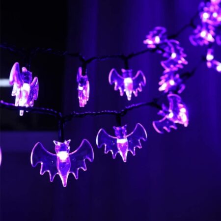 1 PC LED Bat String Lights Halloween String Lights, (lilla)