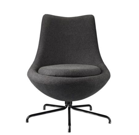 FDB Møbler L40 Bellamie Lounge Chair m. Svirvel SH: 39 cm - Black / Dark Grey