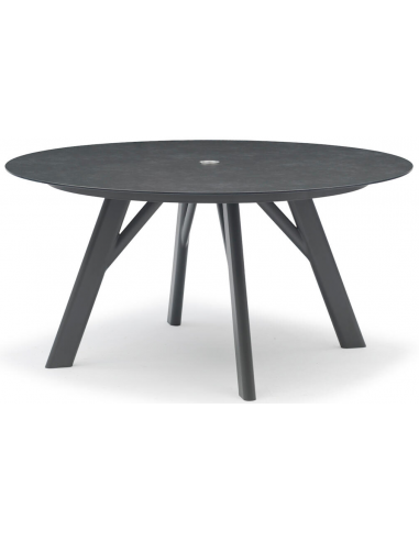 Hug rundt havebord i aluminium og glas Ø150 cm - Antracit/Mørkegrå