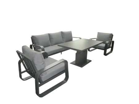 Norfolk Leisure Babingley 3 Seat Aluminium Lounge with High Gas Adjustable Table (Grey)