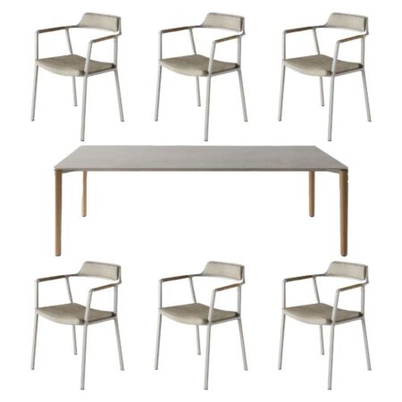 Vipp 719 Outdoor Open-Air Table + Open-Air 711 Chair Havemøbelsæt - Ceramic/Beige