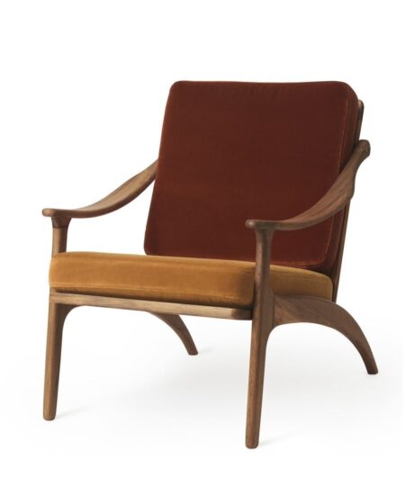 Warm Nordic Lean Back Lounge Chair SH: 41 cm - Teak/Brick Red/Amber