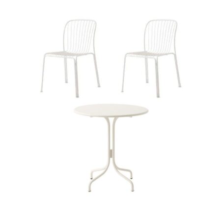 &Tradition Thorvald SC96 Space Copenhagen Cafe Table + SC94 Side Chair Havemøbelsæt - Ivory