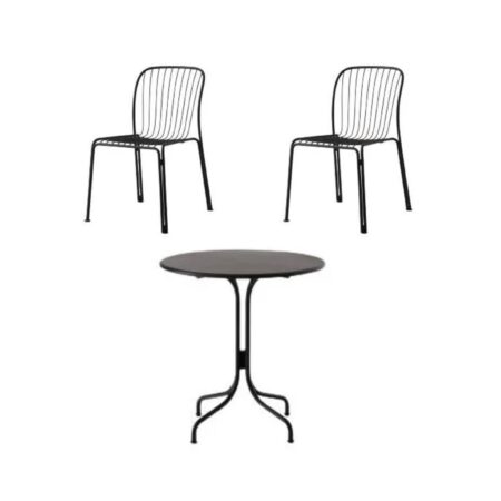 &Tradition Thorvald SC96 Space Copenhagen Cafe Table + SC94 Side Chair Havemøbelsæt - Warm Black