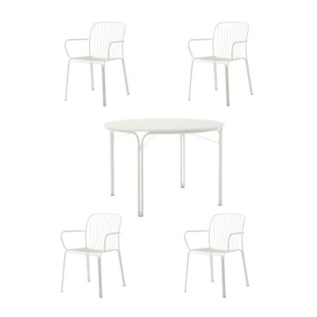 &Tradition Thorvald SC98 Space Copenhagen Dining Table + SC94 Side Chair Havemøbelsæt - Ivory