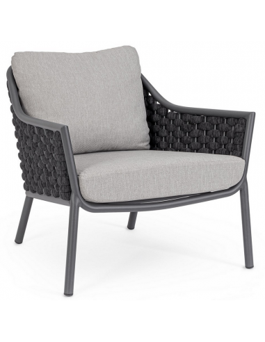 Everly lounge havestol i aluminium og olefin H80 cm - Charcoal/Mørkegrå