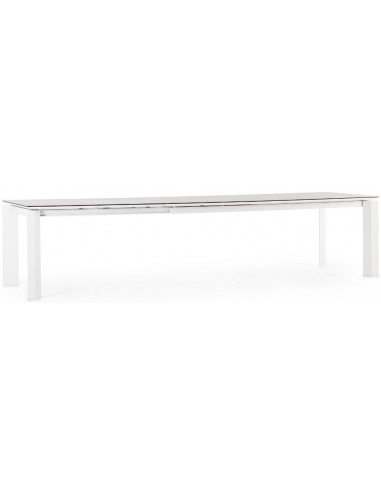 Ota havebord med udtræk i aluminium og keramisk glas 220 - 340 x 95 cm - Hvid/Lysegrå