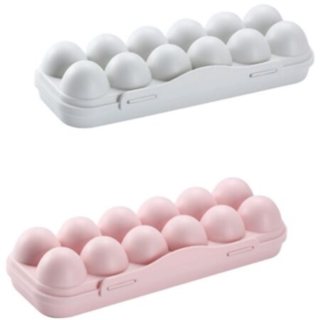 Æggeboks, 2 stk æggeboks køleskab, æggeboks i plast, køleskabs ægholder, 12 æg opbevaringsboks, til æg