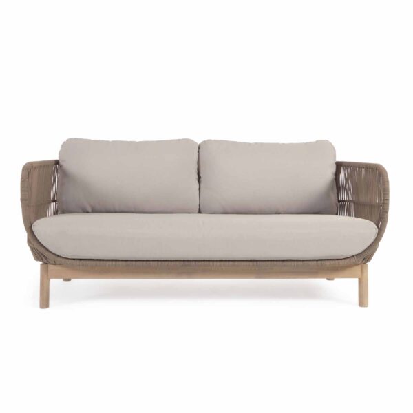 LAFORMA Catalina 3 pers. havesofa, m. armlæn og hynder - beige reb og natur akacietræ