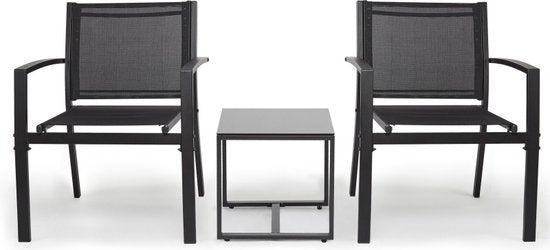 3-delt have-sæt-balkon Set-Bistro Set-have møbler Set-havebord med 2 stole-glasbord Top-sort