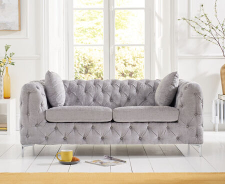 Alegra Grey Plush Fabric 2 Seater Sofa