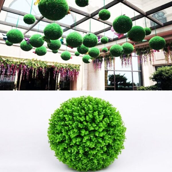Artificial Green Eucalyptus Plant Ball Tree Wedding Event Home Outdoor Decoration Hanging Ornament, Diameter: 9.5 inch