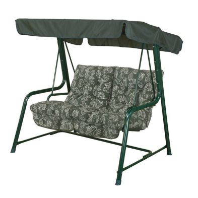 Aspen Garden Swing Seat by Glendale - 2 Seats Green & White Cushions