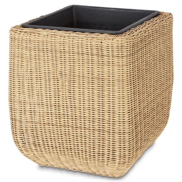 Blooma Loa Brown Rattan Effect Plastic Rounded Square Plant Pot (Dia)40Cm