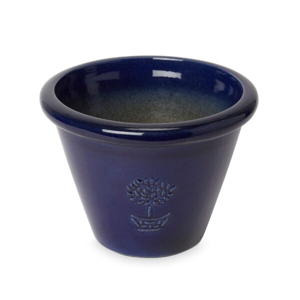 Blooma Tiwlip Dark Blue Ceramic Round Plant Pot (Dia)29Cm