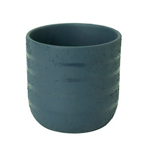 Blue coral Clay Striped Plant pot (Dia)14.1cm