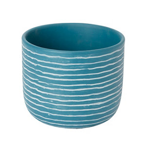 Blue coral Clay Striped Round Plant pot (Dia)20cm