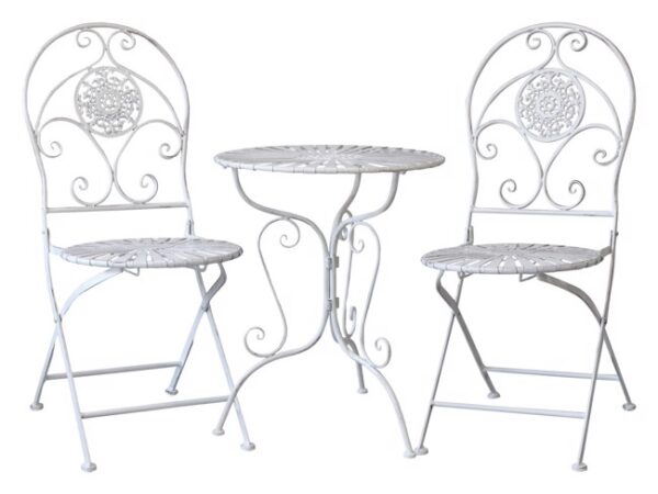Cafésæt m. bord og 2 stole - Antik creme fra Chic Antique