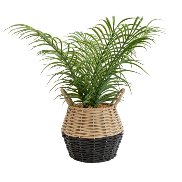 Candlelight 20Cm Palm Artificial Plant In Natural Wicker Basket