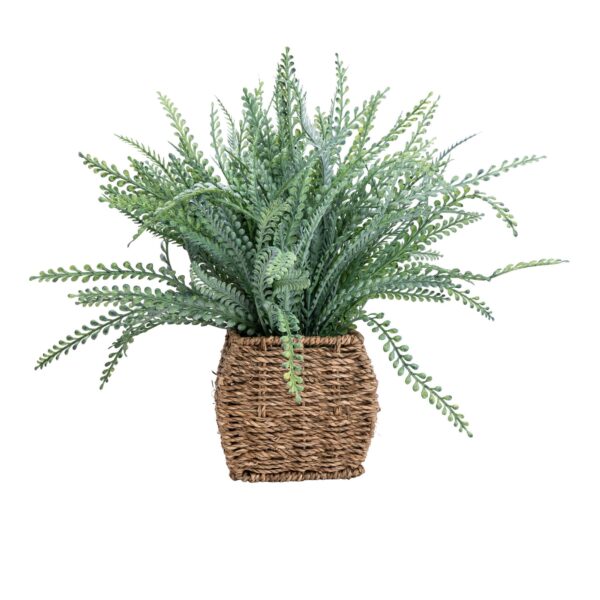 Candlelight 43Cm Fern Artificial Plant In Brown Seagrass Basket