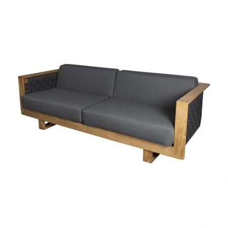 Cane-line Angle 3-Seater Outdoor Sofa With Teak Frame Dark Grey