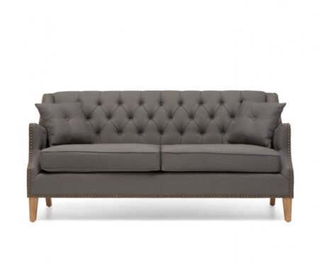 Carmen 3 Seater Grey Fabric Sofa with Cushions